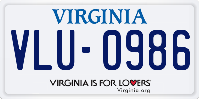 VA license plate VLU0986