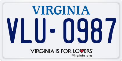 VA license plate VLU0987