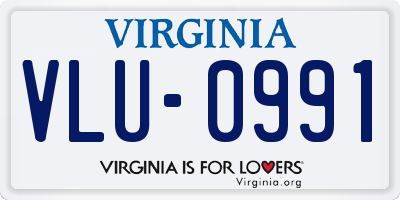 VA license plate VLU0991