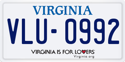 VA license plate VLU0992