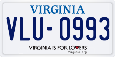 VA license plate VLU0993