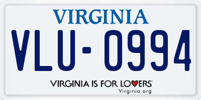VA license plate VLU0994