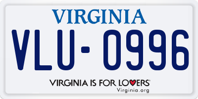 VA license plate VLU0996