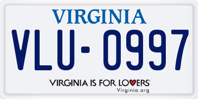 VA license plate VLU0997