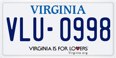 VA license plate VLU0998