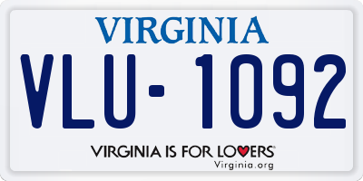 VA license plate VLU1092