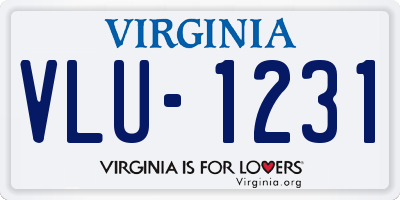 VA license plate VLU1231