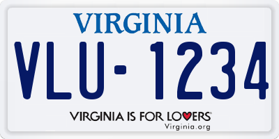 VA license plate VLU1234