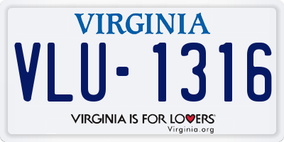 VA license plate VLU1316
