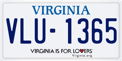 VA license plate VLU1365