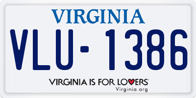 VA license plate VLU1386