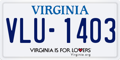 VA license plate VLU1403