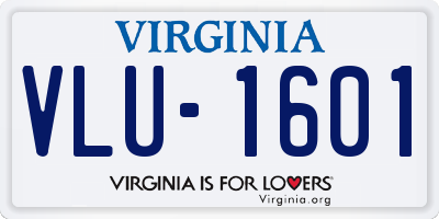 VA license plate VLU1601