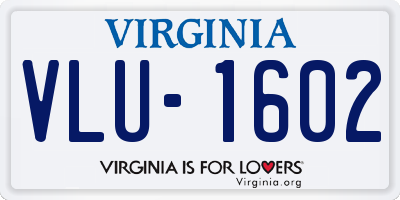 VA license plate VLU1602