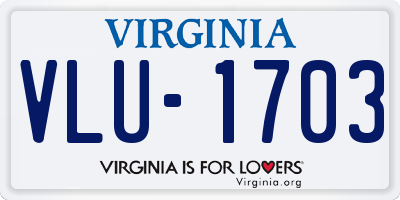 VA license plate VLU1703