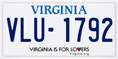 VA license plate VLU1792