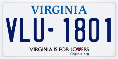 VA license plate VLU1801