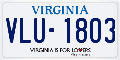 VA license plate VLU1803