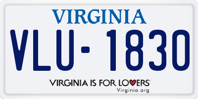 VA license plate VLU1830