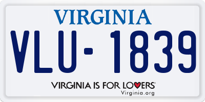 VA license plate VLU1839