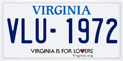 VA license plate VLU1972
