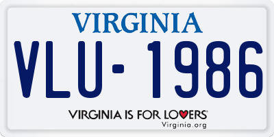 VA license plate VLU1986
