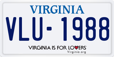VA license plate VLU1988