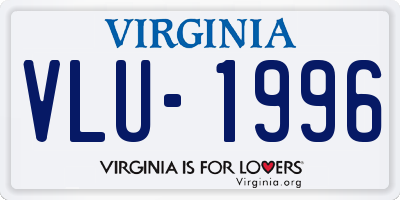 VA license plate VLU1996