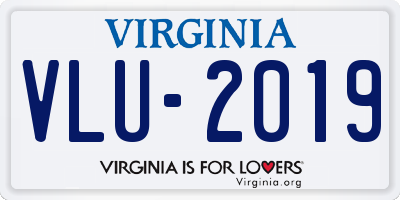VA license plate VLU2019