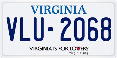 VA license plate VLU2068