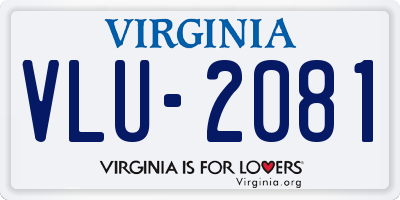 VA license plate VLU2081