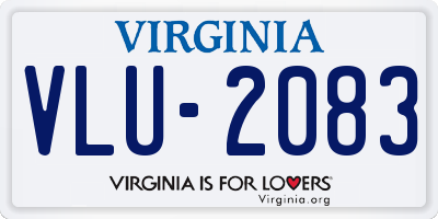 VA license plate VLU2083
