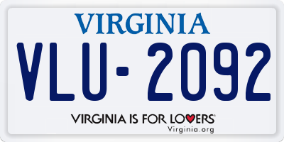 VA license plate VLU2092