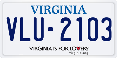VA license plate VLU2103