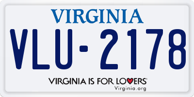 VA license plate VLU2178
