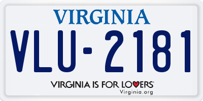 VA license plate VLU2181