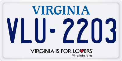 VA license plate VLU2203