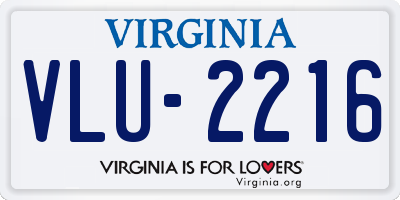 VA license plate VLU2216