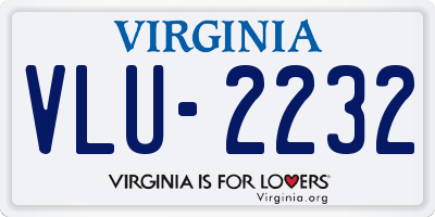 VA license plate VLU2232