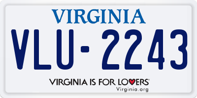 VA license plate VLU2243