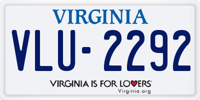 VA license plate VLU2292