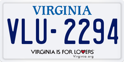 VA license plate VLU2294