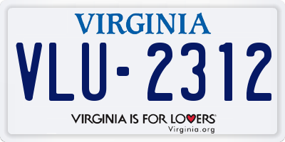 VA license plate VLU2312