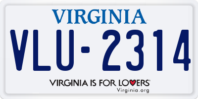 VA license plate VLU2314