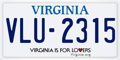 VA license plate VLU2315