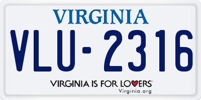 VA license plate VLU2316