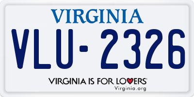 VA license plate VLU2326