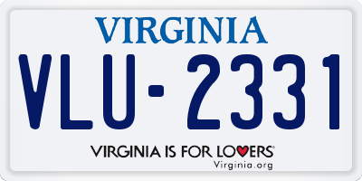 VA license plate VLU2331