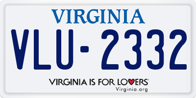 VA license plate VLU2332