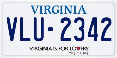 VA license plate VLU2342